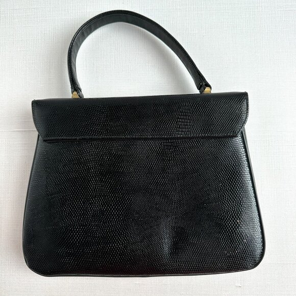 1960s Black Top Handle Handbag - Picture 3 of 16